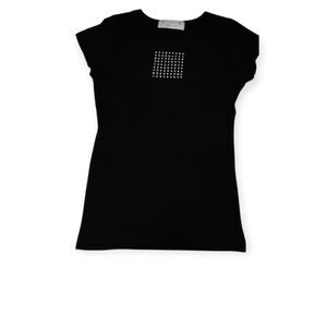 Juicy Couture Vintage Rare Design Black T with Amber Rhinestone Square. SZ Small